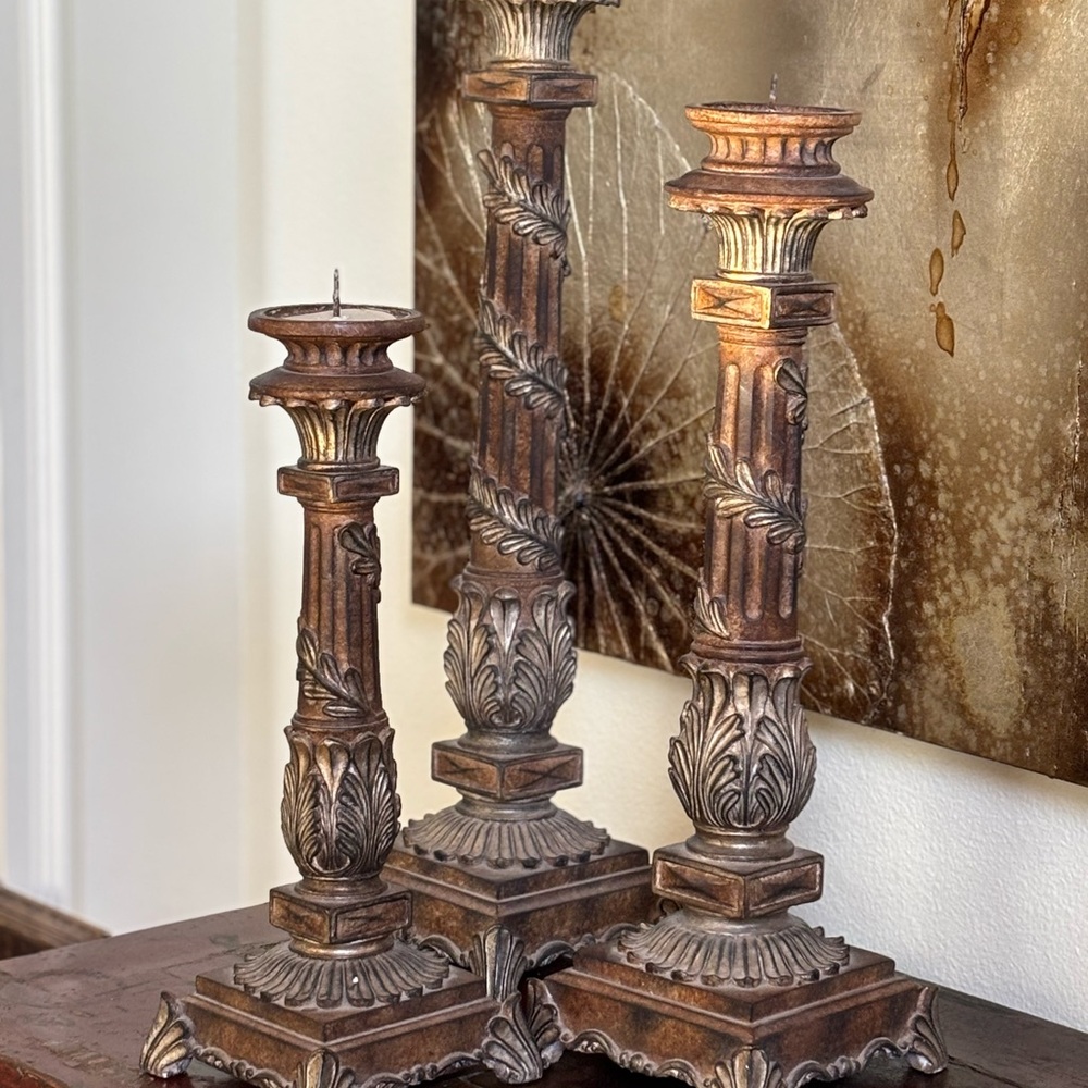 Elegant Bronze Candle Holders Set